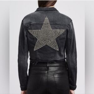 L'AGENCE Star Studded Cropped Jacket in Washed Black